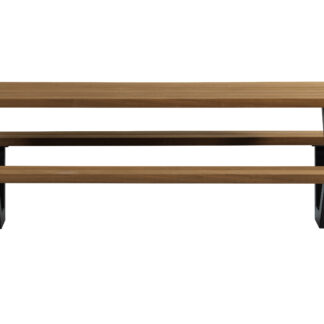 WOOOD Tablo Picknick havebord, m. 2 bænke - natur træ og sort stål (206x145)
